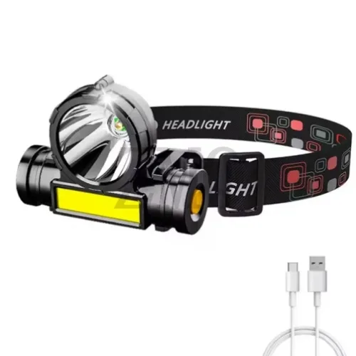 LED USB 충전식 COB 헤드램프 1200mA 강력한 헤드라이트 야외 듀얼 광원을 위한 슈퍼 밝은 방수 헤드 토치