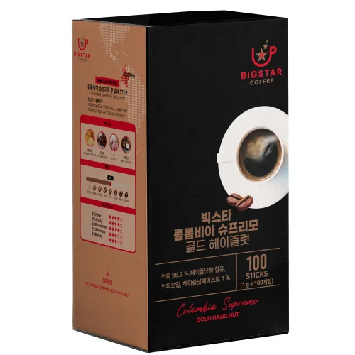 빅스타 콜롬비아 슈프리모 골드 헤이즐넛, 1g, 1개, 100개입