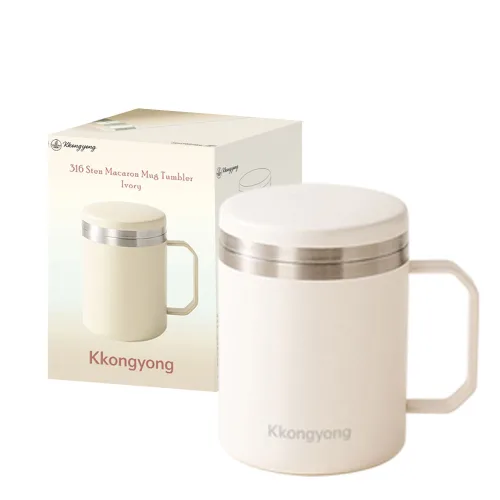 꽁용 스텐 316 스테인리스 보온보냉 머그컵 420ml, 1개, 아이보리