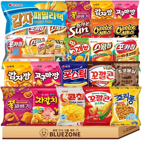 미니봉지과자세트25종 오리온감자패밀리팩6입 오리온4종,농심4종꿀자감고4종꿀고감포 롯데4종,크라운2종 초코몽실, 1세트, 스낵