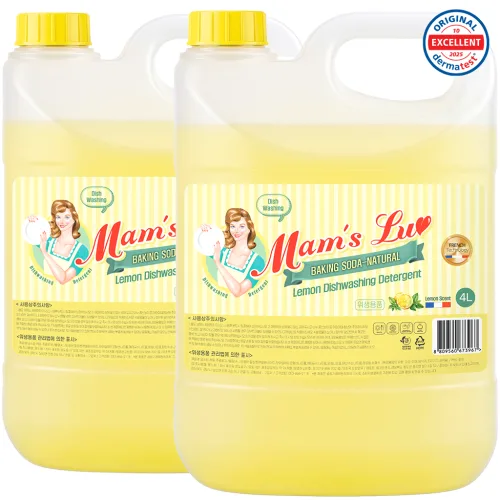 맘스럽 레몬 주방세제 베이킹소다 특대용량 레몬향 과일 채소용 중성 세제, 2개, 4L