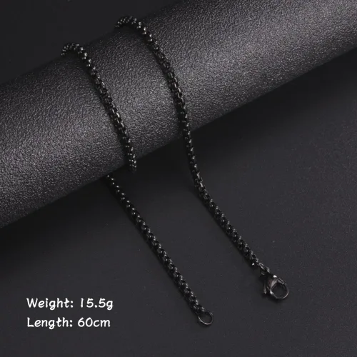Skyrim 패션 60cm 긴 상자 체인 목걸이 남자 스테인레스 스틸 블랙 골드 컬러 링크 기본 펑크 쥬얼리