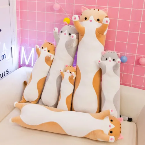 [당신의행복] 안고자는 긴 고양이 인형 베개, 베이지