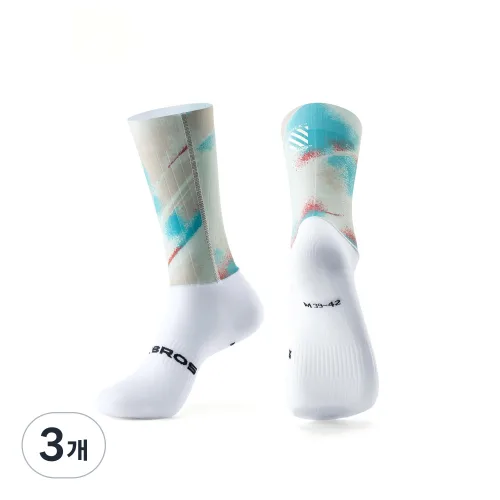 락브로스 프로 사이클링 항균 양말 통기성 메쉬 쿠션 라이딩 양말 전문성 양말490065/490061, 3개, 그라데이션 그린