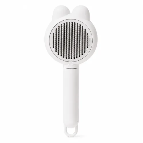 원터치 셀프클리닝 반려동물 그루밍 브러시 고양이 죽은털 속털 제거 장모용, 1개, 크림화이트