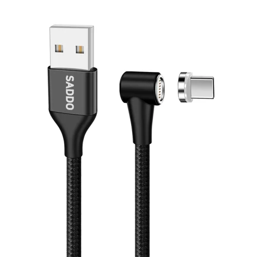 사또 3세대 USB C타입 커넥터 + ㄱ자형 마그네틱 고속충전 케이블 세트, 2m, 블랙, 1세트