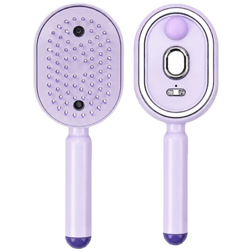 전동 미스트 헤어브러쉬 두피 마사지 정전기 방지 엉킴방지 에어쿠션 충전식 휴대용 스타일링 브러쉬, 1개, 퍼플