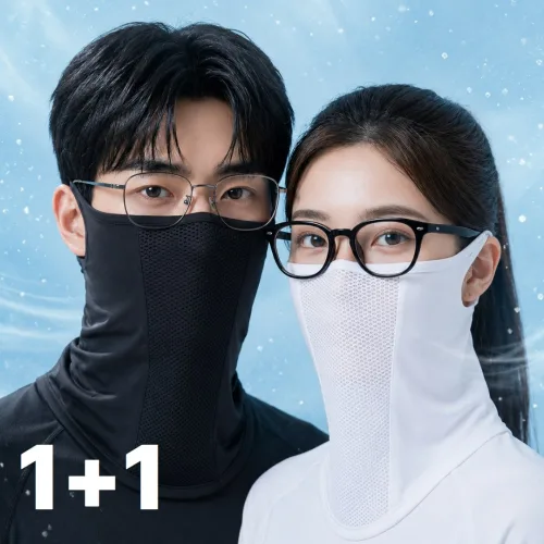 리꼬젠 1+1 안경습기 안차는 쿨 마스크 숨쉬기 편한 메쉬 햇빛가리개, 1세트, BLACK + BLACK