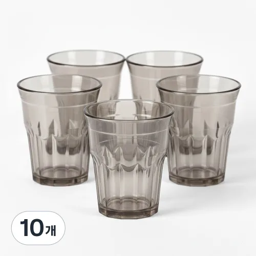 리빙메이트 플라스틱 12각 물컵 250ml, 흑색, 10개