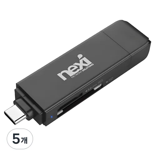 넥시 USB3.1/3.0 OTG 카드리더기 마이크로 SD 카드 NX-U3130CR NX610, 78mm, 블랙, 5개