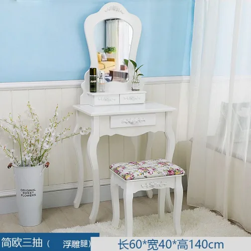 유럽풍 탁자 침실 블 거울 엔틱  콘솔 공주풍 메이크업 화장대 수납 세트 확장형 원목 서랍장
