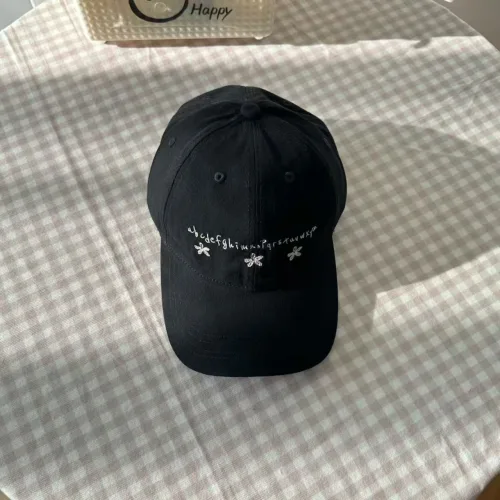 신상 한국 스타일 자수 꽃무늬 레터링 야구 모자 남녀 공용, 다양한 얼굴형에 잘 어울리는 챙 짧은 모자, 얼굴을 작아 보이게 하는 선캡