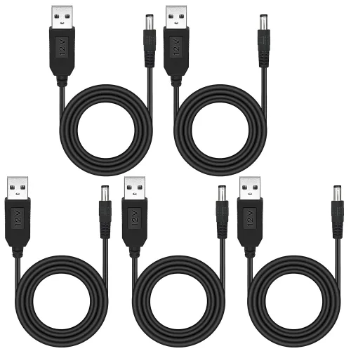5V에서 12V 승압 USB 전원케이블 USB암수 DC 잭 변환 컨버터 케이블, 1m, 5개
