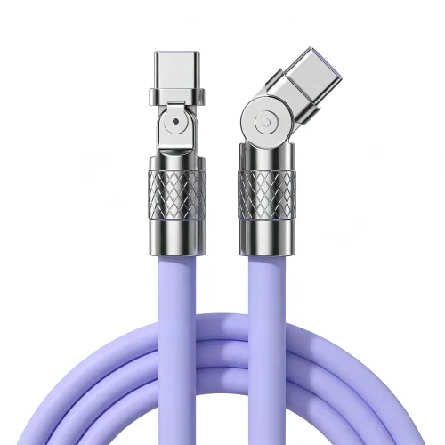제이엘 120w 초고속 C to C 충전케이블 180도 회전 케이블, 1개, 퍼플, 1.5m