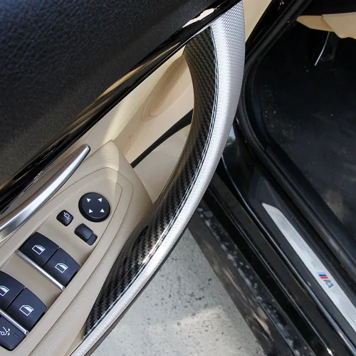 BMW 3시리즈 F30 도어손잡이 내측 카본 부착형 끈끈히 제거 부착 몰딩 320d 320i 330i 호환, 카본블랙, 도어캐치