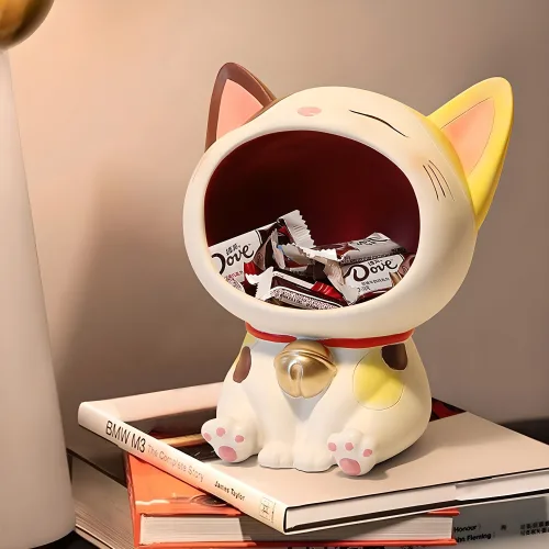 인테리어 소품 입벌린 귀여운 고양이 트레이 장식소품 수납 12, 삼색