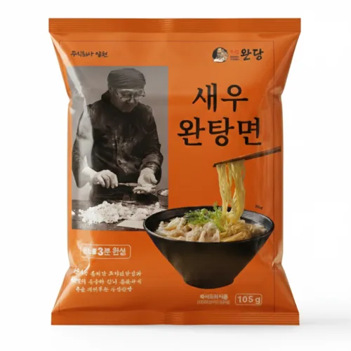 새우완탕면-국산새우 (파우치형) / 3분조리,간편식,저칼로리,에그누들포함, 1개, 105g