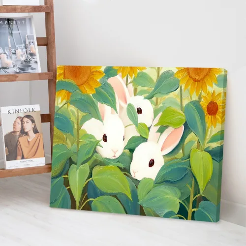 아이방 인테리어 토끼 동물그림 집들이 토끼그림 캔버스액자, 행복 토끼