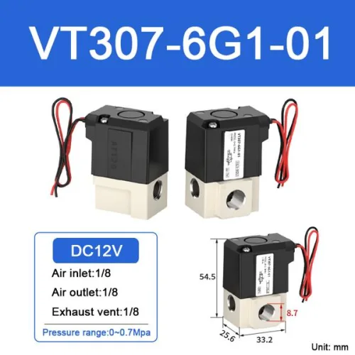 VT307 시리즈 3 포트 솔레노이드 밸브 직접 작동 팝펫 유형 VT307-5G1-01 진공 VT307V-5G1-01