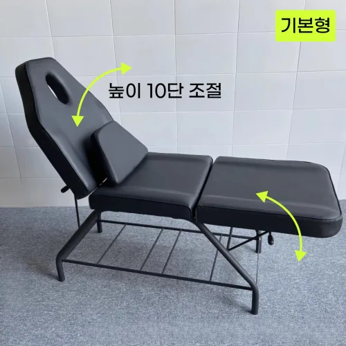 반영구 타투 베드 미용 속눈썹 접이식 높이조절 타이 마사지 샵 침대, 블랙 기본형