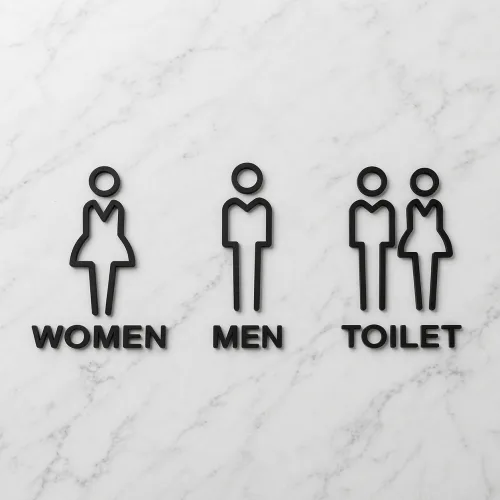 아르테리에 심플 남녀 화장실 표지판 스티커, 1세트, 남자 + 여자 블랙