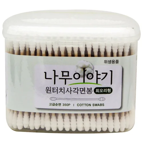 나무이야기 원터치 사각 면봉 회오리형 350개입, 본 상품 선택, 1개