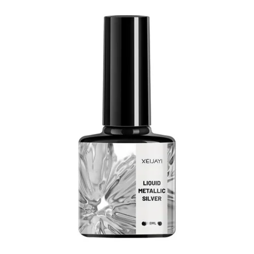 XEI JAYI 리퀴드 메탈릭 실버 네일젤 미러 크롬 젤네일 단품, 1개, 8ml, 미러 실버 네일젤