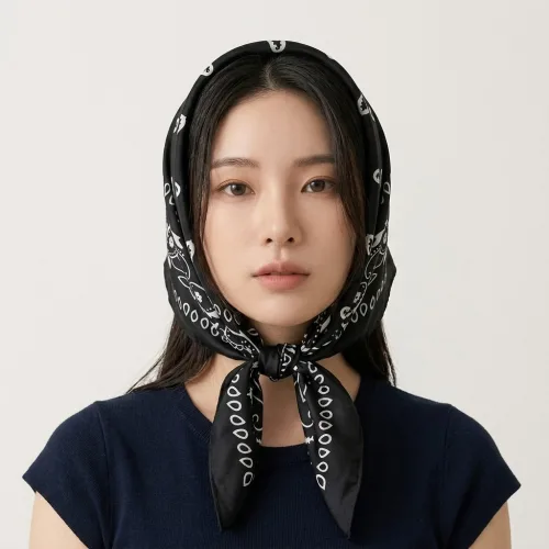 nimin 대형 스카프 실키 반다나 새틴 페이즐리 70x70cm 레트로 방도 헤어두건 넥스카프 페스티벌 워터밤 여름 손수건 고급 선물