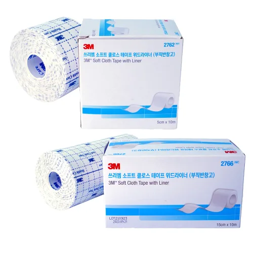 3M 소프트 클로스 테이프 위드라이너 부직반창고 2766(15cmx10m) 픽싱롤 1롤 + 2762(5cmx10m) 픽싱롤 1롤 부드러운 천반창고, 1세트, 2롤