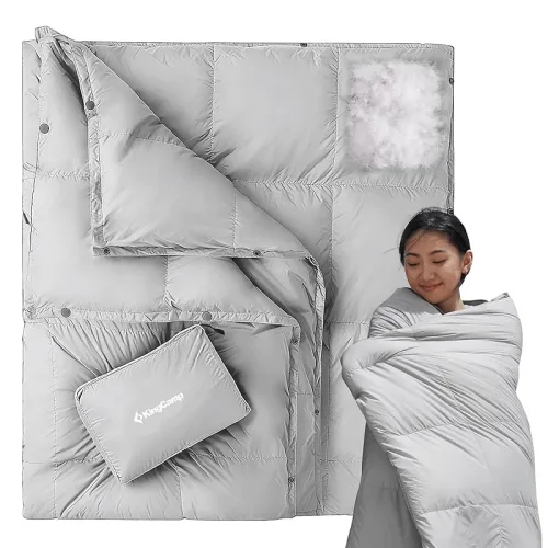 2026년 새로 출시된 KingCamp 다운 블랭킷 겨울용 FP650 보온 경량 컴팩트 캠프 175×135cm 블랭킷 무릎담요 다운 케트 연결 가능 컴팩트 차 안에서 숙박 실내 방