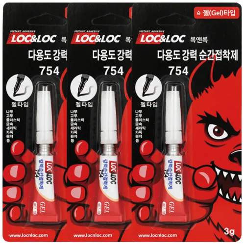 록앤록 순간접착제 젤타입 초강력 접착제 3g 754 x 3개 공예 DIY