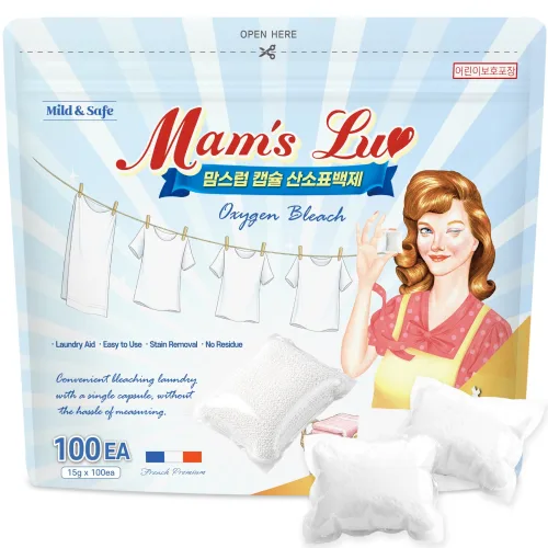 맘스럽 과탄산소다 산소계 캡슐표백제 개당 15g x100개  초고농축형 초강력활성화제 세스퀴소다 첨가 캡슐표백제는 맘스럽입니다.