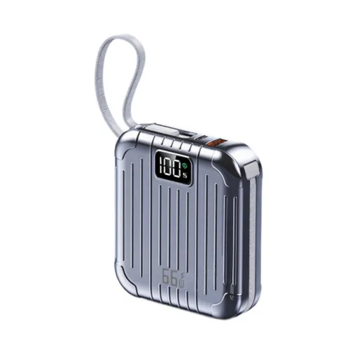 보조배터리 66W 초고속충전 30000mAh 대용량 미니 휴대용 내장 케이블, 실버, HT-DX336G