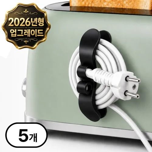에윤 접착식 다용도 케이블 선정리 홀더, 블랙, 5개