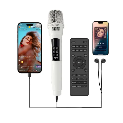 KOORFLY K6 PRO [오디오 인터페이스 내장] 고음질 노래방 마이크 무선 블루투스 콘덴서 방송용 유튜브, 프리미엄 화이트 (Premium White), K6 PRO [사운드카드 일체형 올인원 세트]