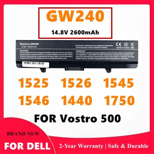 GW240 14.8V 2600mAh 노트북 배터리 DELL Inspiron 1525 1440 1750 Vostro 500용
