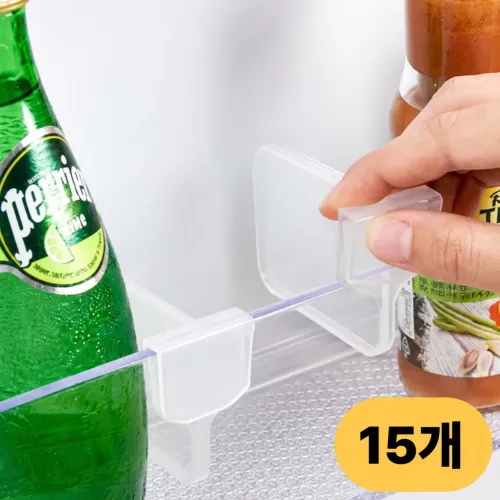 다브온픽 다용도 냉장고 정리 칸막이 클립, 15개, 반투명