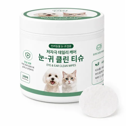 어썸메이트 강아지 고양이 눈귀세정티슈 눈곱제거 귀청결 눈물관리 100매, 140g, 1개