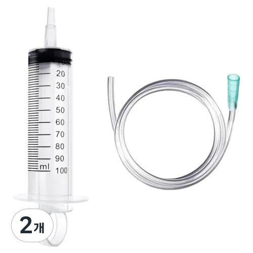 다온셀렉트 공업용 대형 주사기 100ml, 호스 1m, 혼합색상, 2개