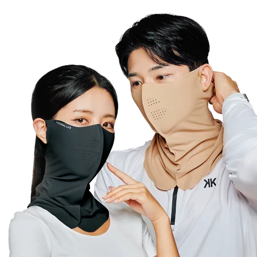 노멀라이프 자외선 차단 스포츠 쿨링 골프 마스크 2P 세트, 프리미엄 스킨+블랙, L