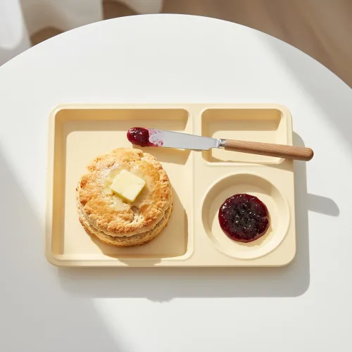 리빙메이트 국산 멜라민 브런치 식판, 바닐라 크림, 1개