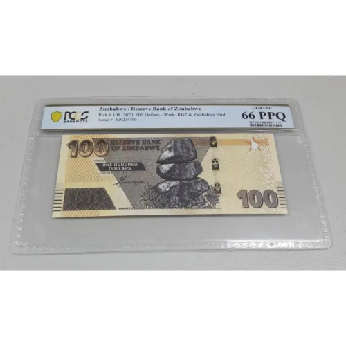 2020년 짐바브웨 100달러 PCGS 66PPQ 완전미사용 고등급 화폐