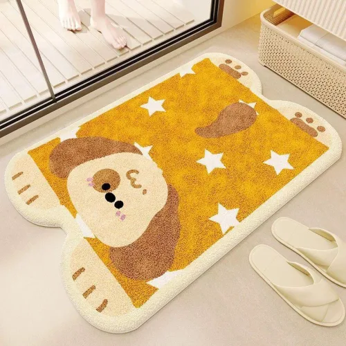 인쇄 기계 양모 느낌 고양이 모양 주방 욕실 현관 미끄럼 방지 매트