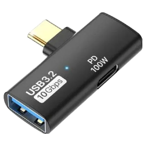수피 USB3.2 A to C타입 10Gbps 2in1 고속데이터 OTG 외장하드 이어폰 충전 동시연결 T자형 젠더 블랙, GD18, 1개