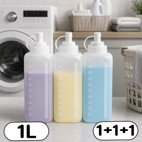 바이빈 세탁세제 공병 소분 세제 용기 정리, 3개, 투명 1000ml