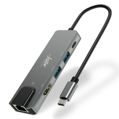엠비에프 USB C타입 5in1 멀티허브, MBF-UC5IN1S, 실버 그레이, 1개