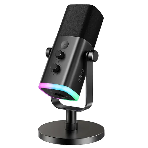 피파인 AM8 USB XLR 다이나믹 마이크 게이밍 방송 녹음용 독립 볼륨 노브 원터치 음소거, 검정, AM8
