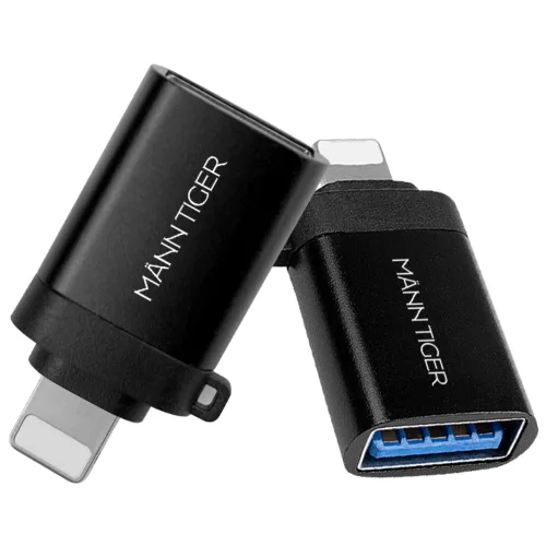 만타이거 USB3.0 to 라이트닝 8핀 OTG 고속충전 변환 젠더, 3개, 블랙, 24mm