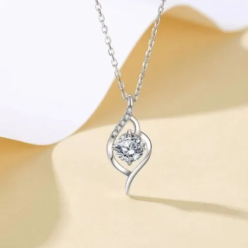 S925 순은 웨이브 라인 모이사나이트 목걸이 1캐럿 반짝임, 14K/18K 도금, GRA 인증 데일리 주얼리 선물