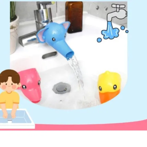 수도꼭지 연장 아기 유아 어린이 코끼리 돌고래 오리 수도꼭지, 분홍돌고래, 1개